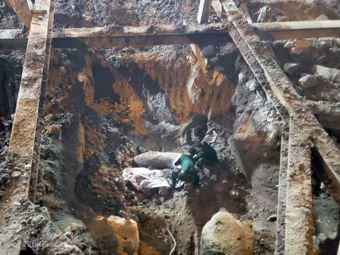 Quả bom được phát hiện trong quá trình thi công công trình trên địa bàn phường Trúc Bạch