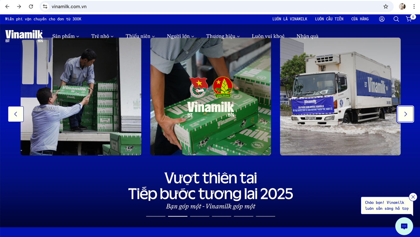 Chương trình “Vượt thiên tai – Tiếp bước tương lai 2025” triển khai trực tiếp trên website Vinamilk, với các thông tin cập nhật và minh bạch; được mọi người tiếp cận dễ dàng, ủng hộ nhanh chóng. Ảnh: Vi Nam anh-01.png