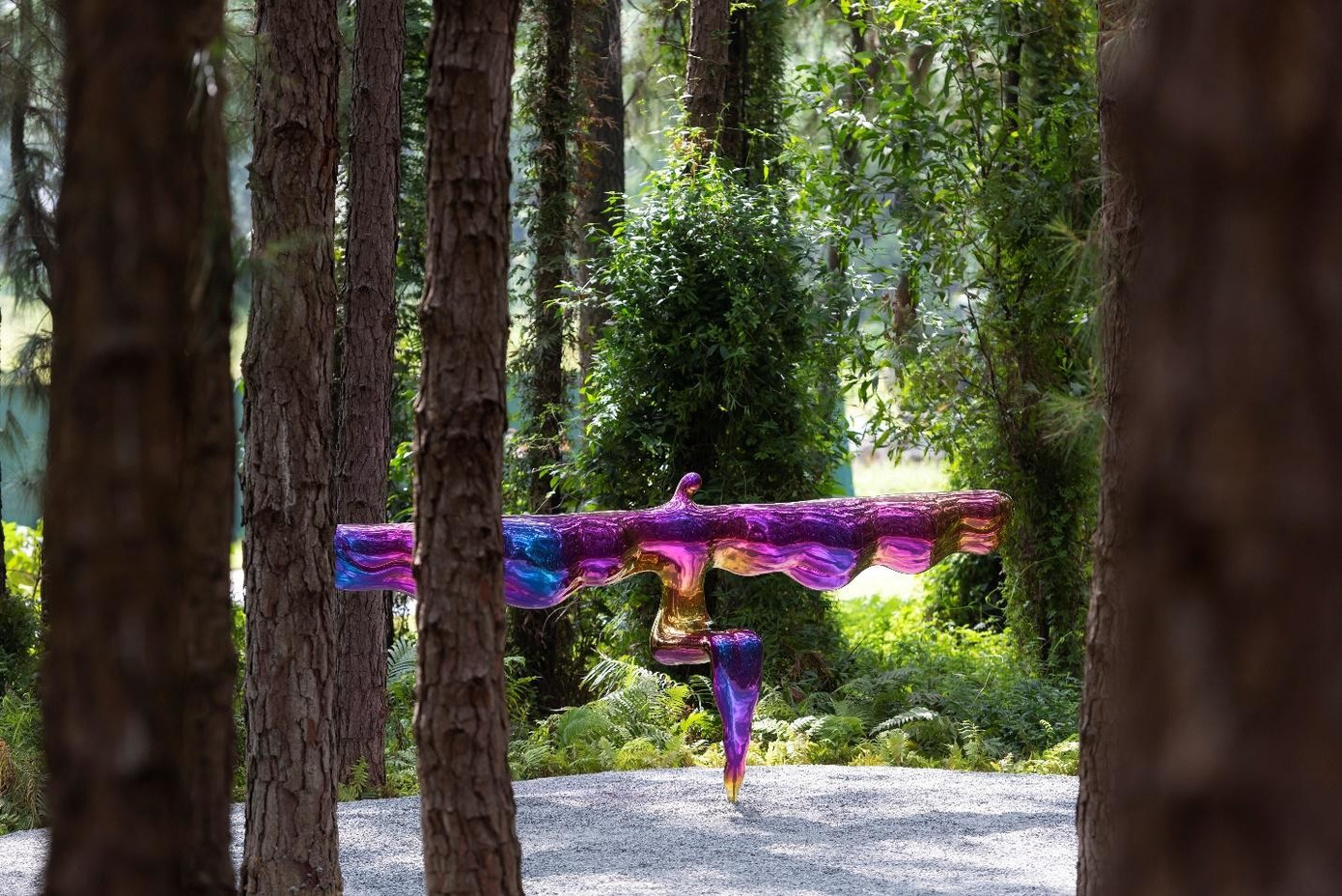 Tác phẩm của nghệ sĩ Đỗ Hiệp tại triển lãm kỷ niệm 10 năm Hành trình Nghệ thuật trong Rừng. Ảnh: FCAM image003-5289.jpg