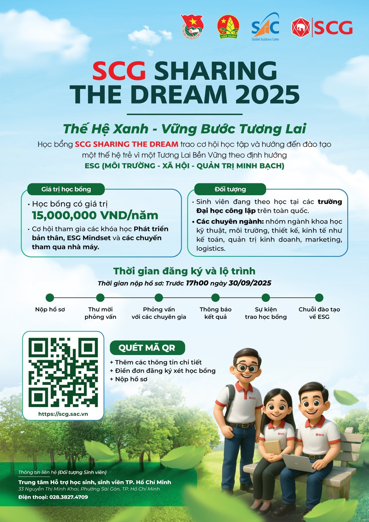 នៅឆ្នាំ 2025 អេសស៊ីជី បន្តសរសេររឿងក្តីសុបិនរបស់យុវជនវៀតណាមដោយចាប់ផ្តើមកម្មវិធីអាហារូបករណ៍ចែករំលែកក្តីស្រមៃឡើងវិញ។ scg-std-2025-hinh-1.jpg