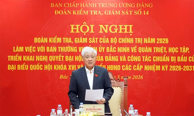 Đoàn kiểm tra của Bộ Chính trị làm việc với Ban Thường vụ Tỉnh ủy Bắc Ninh.