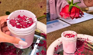 Thức uống đang “khuấy đảo” mùa Hè Bangkok: Latte hoa hồng "băng giá" -196°C