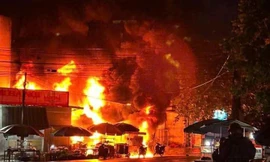 Cháy cây xăng ở xã Lục Ngạn (Bắc Ninh).