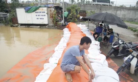 Bắc Ninh phòng chống sự cố do mưa bão. Ảnh: Nguyễn Thắng
