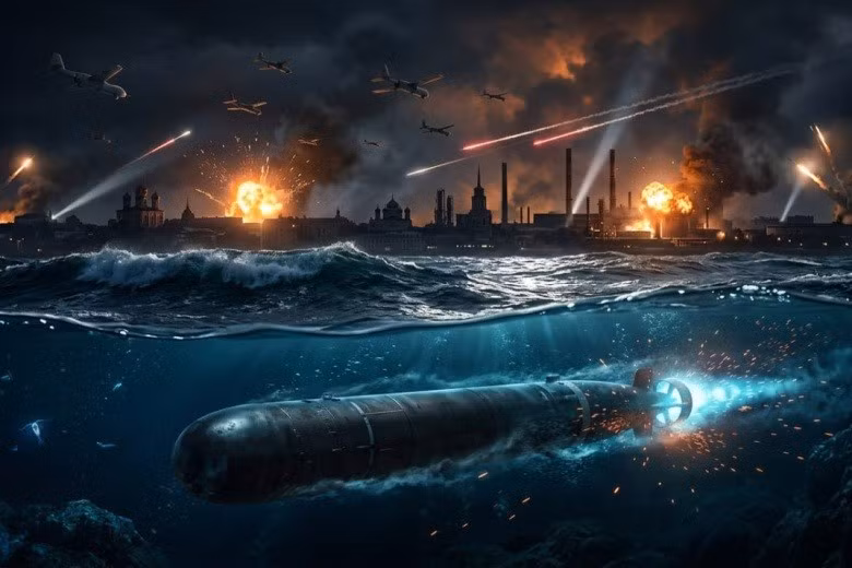 Việc Nga chuẩn bị đưa ngư lôi hạt nhân Poseidon vào trực chiến trên tàu ngầm nguyên tử Khabarovsk có thể làm thay đổi hoàn toàn cán cân sức mạnh dưới biển. Minh họa: News.ru.