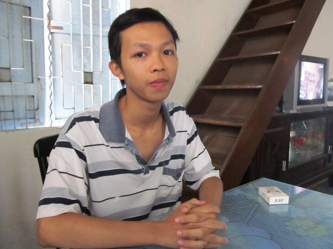 Gương mặt thủ khoa khối A1 ĐH Ngoại ngữ Đà Nẵng Trần Đàm Quang Thông (SBD DDFA1. 38550, trú tại Q. Thanh Khê, Đà Nẵng) với với 33 điểm. Ảnh: Nguyễn Huy