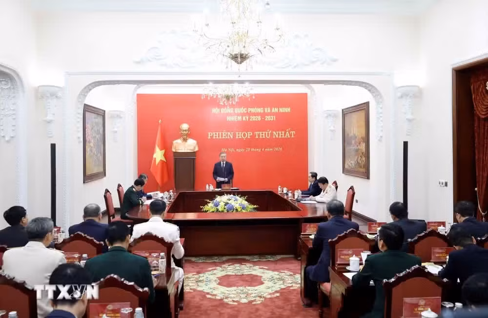 Tổng Bí thư, Chủ tịch nước Tô Lâm chủ trì Phiên họp thứ nhất Hội đồng Quốc phòng và An ninh, nhiệm kỳ 2026 - 2031. (Ảnh: Thống Nhất/TTXVN)