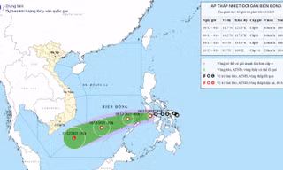 Áp thấp nhiệt đới hình thành, vùng biển Đà Nẵng đến Đắk Lắk có gió giật cấp 7-8