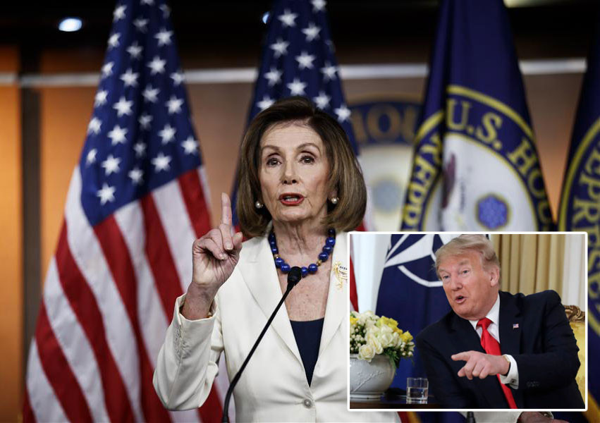 Chủ tịch Hạ viện Mỹ Nancy Pelosi và Tổng thống Mỹ Donald Trump. Ảnh: AP, Xinhua.
