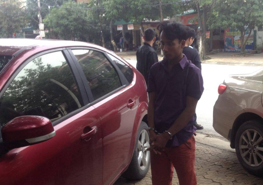 Đối tượng Ngọ tại hiện trường vụ trộm.