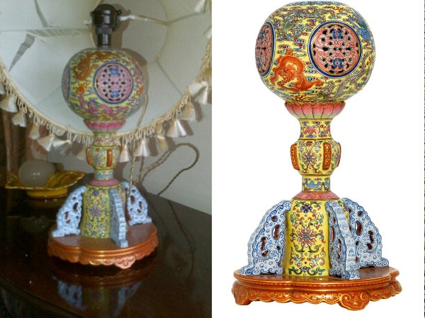 Dùng giá treo long mão tiền tỷ của vua Thanh làm... đèn ngủ