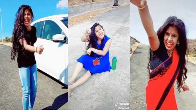 Một số hình ảnh video hài hước được chia sẻ trên TikTok ở Ấn Độ. Ảnh: Tribune India