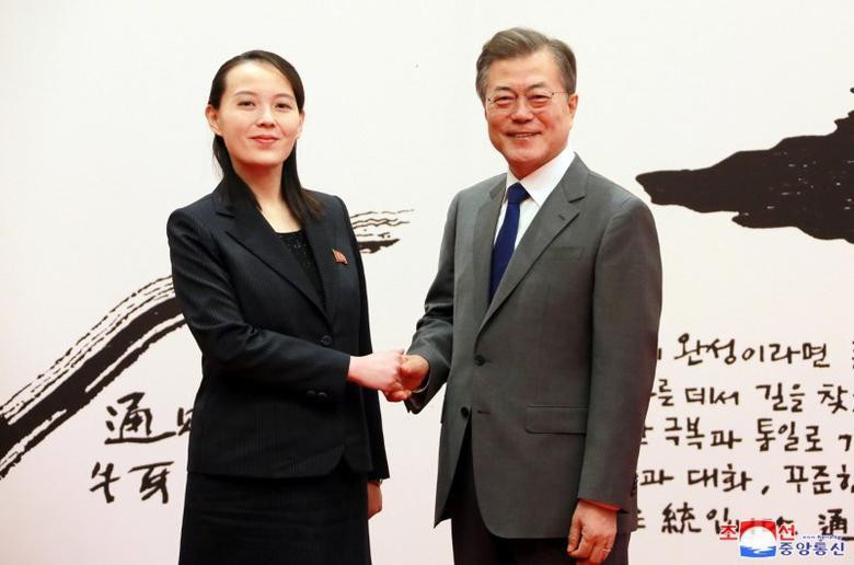 Bà Kim Yo-jong gặp Tổng thống Hàn Quốc Moon Jae-in. Ảnh: Reuters