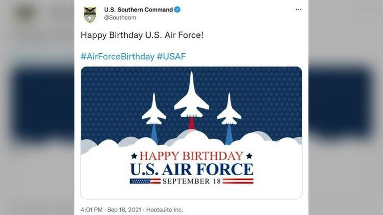 Bức ảnh được SOUTHCOM đăng tải khiến nhiều người liên tưởng đến máy bay Su-27 của Nga. Ảnh: Twitter