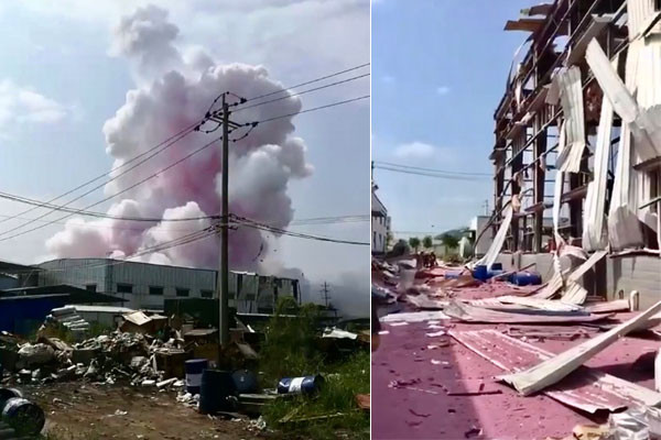 Hiện trường vụ nổ. Ảnh: Tân Hoa Xã