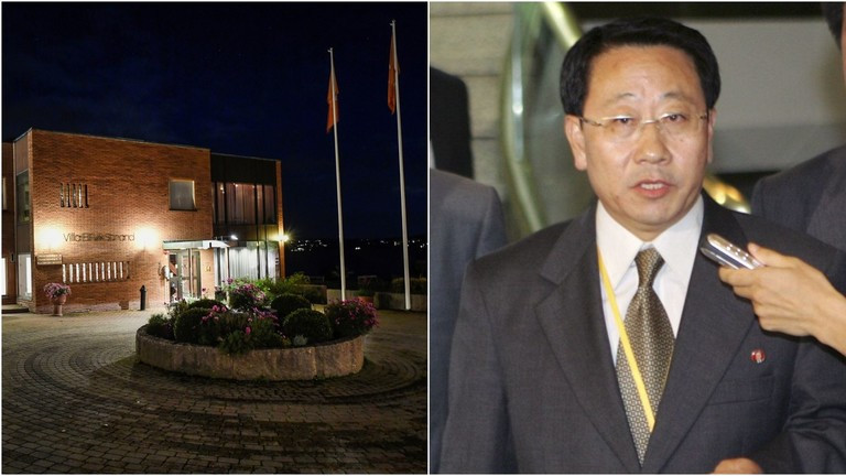 Trung tâm hội nghị Villa Elfik Strand - nơi diễn ra cuộc đàm phán ngày 5/10 (ảnh trái) và nhà đàm phán Triều Tiên Kim Myong-gil (ảnh phải). Ảnh: Reuters