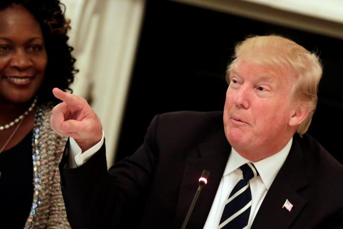 Tổng thống Donald Trump xuất hiện trong một sự kiện hôm 8/6. Ảnh: Reuters