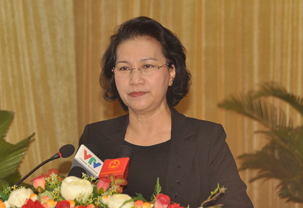Chủ tịch Quốc hội Nguyễn Thị Kim Ngân phát biểu.