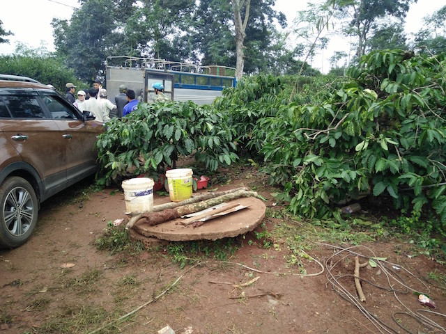 Giếng đào nơi phát hiện thi thể hai mẹ con chị Hiền.