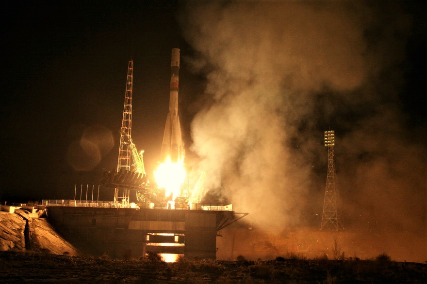 Tàu Progress M-04 khi được phóng lên vũ trụ. Ảnh: Roscosmos