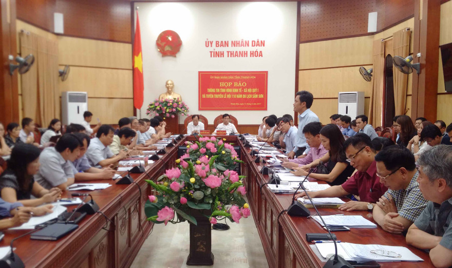 Hội trường buổi họp báo. Ảnh: M.Đ