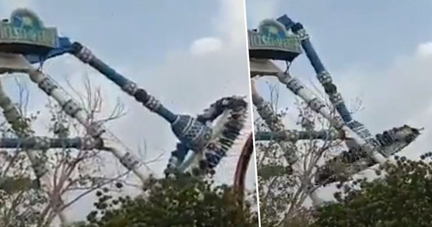 Khoảnh khắc đu văng gãy đôi. Ảnh cắt từ video