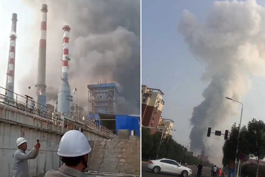 Khói bốc lên từ hiện trường vụ nổ. Ảnh: SCMP