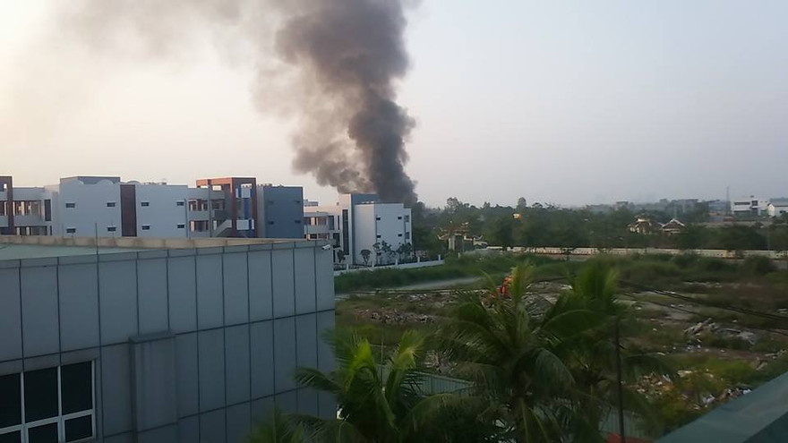 Hiện trường vụ cháy nổ. Ảnh: CTV