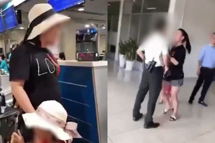Hình ảnh cán bộ công an ở sân bay. Ảnh cắt từ clip