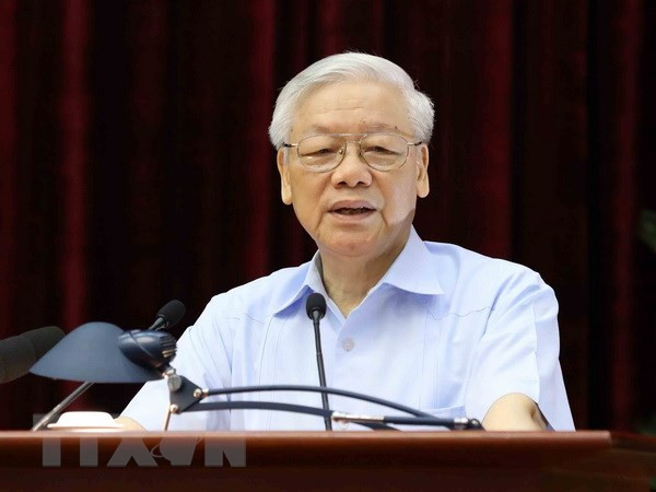 Tổng Bí thư Nguyễn Phú Trọng phát biểu chỉ đạo hội nghị. (Ảnh: Phương Hoa/TTXVN) 