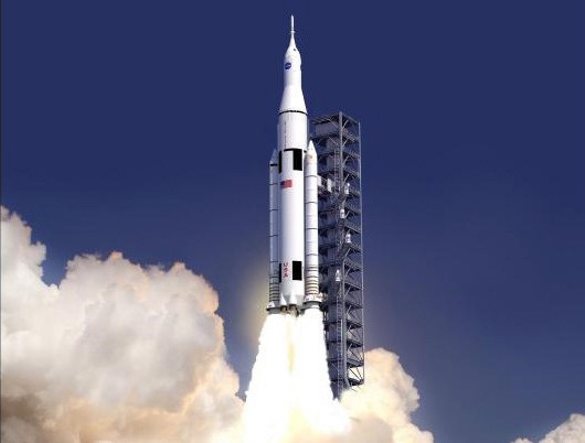 Hình ảnh mô phỏng tàu vũ trụ SLS được phóng lên từ Trung tâm Vũ trụ Kennedy (Florida, Mỹ). Ảnh: NASA