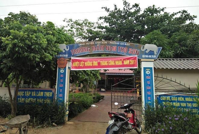 Trường mầm non xã Thọ Sơn nơi xảy ra sự việc.