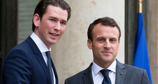 Thủ tướng Áo Sebastian Kurz và Tổng thống Pháp Emmanuel Macron. Ảnh: EPA