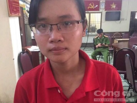 Đối tượng Lý Mỹ Quyên tại cơ quan công an