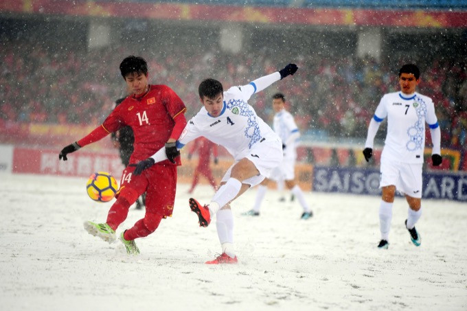 Phan Văn Đức (số 14) trong màu áo U23 Việt Nam