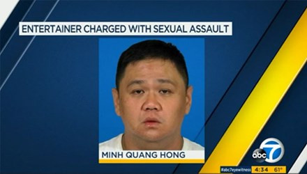 Minh Béo trên kênh truyền hình ABC7 của Mỹ.