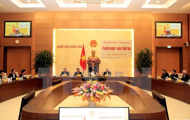 Phiên họp lần thứ ba Hội đồng Bầu cử Quốc gia. (Nguồn: TTXVN)