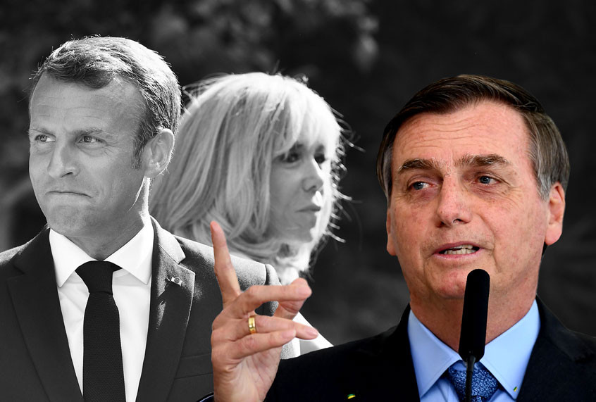 Tổng thống Brazil Jair Bolsonaro (phải) từng chế giễu Tổng thống Pháp Emmanuel Macron và phu nhân trên Facebook. Ảnh: Salon