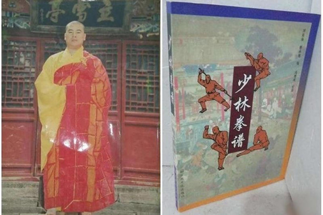 Thích Vĩnh Húc và cuốn sách do ông xuất bản.