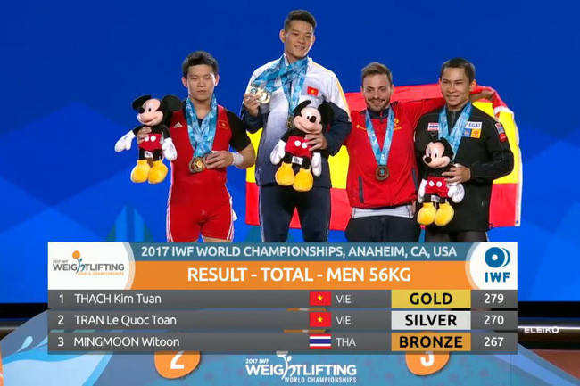 Lực sĩ Thạch Kim Tuấn giành hat-trick HCV lịch sử ở giải thế giới