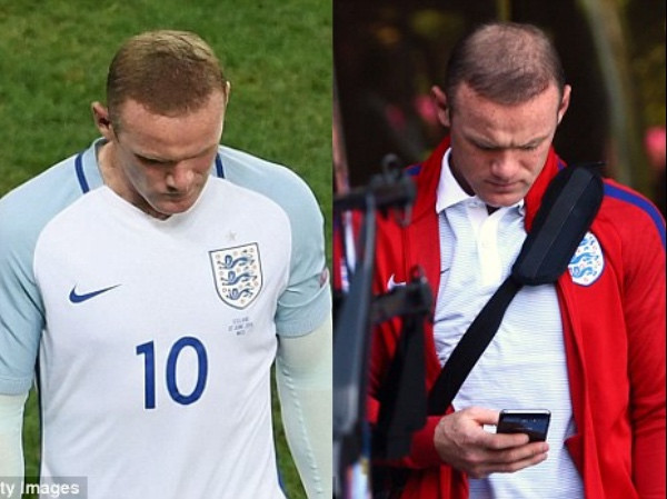 Hình ảnh Wayne Rooney trong (trái) và sau (phải) trận thua trước Iceland.