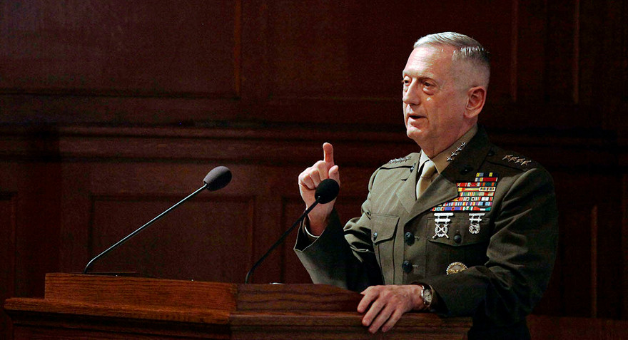 Bộ trưởng Quốc phòng Mỹ Jim Mattis. Ảnh: AP