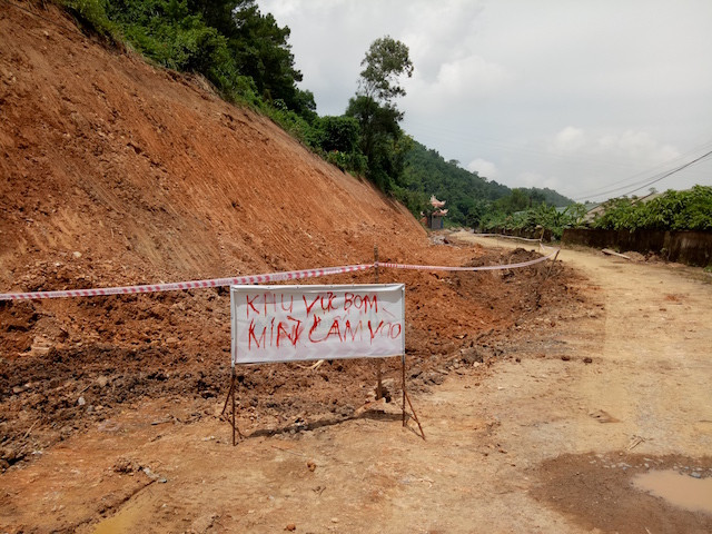 Khoanh vùng vị trí bom được phát hiện