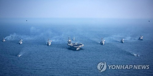 Cuộc tập trận chung trên biển của liên quân Mỹ - Hàn Quốc hồi tháng 3/2017. Ảnh: Yonhap