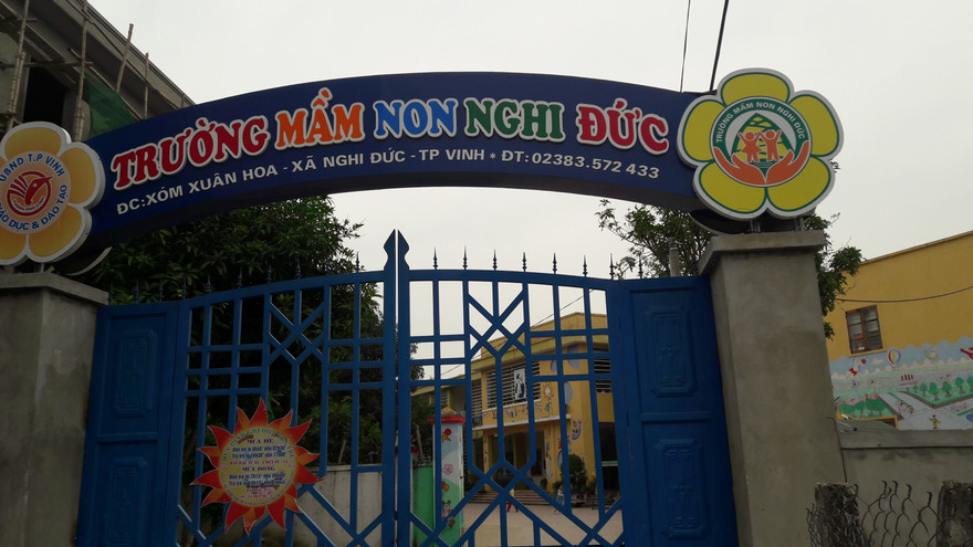 Trường mầm non Nghi Đức nơi xảy ra sự việc.