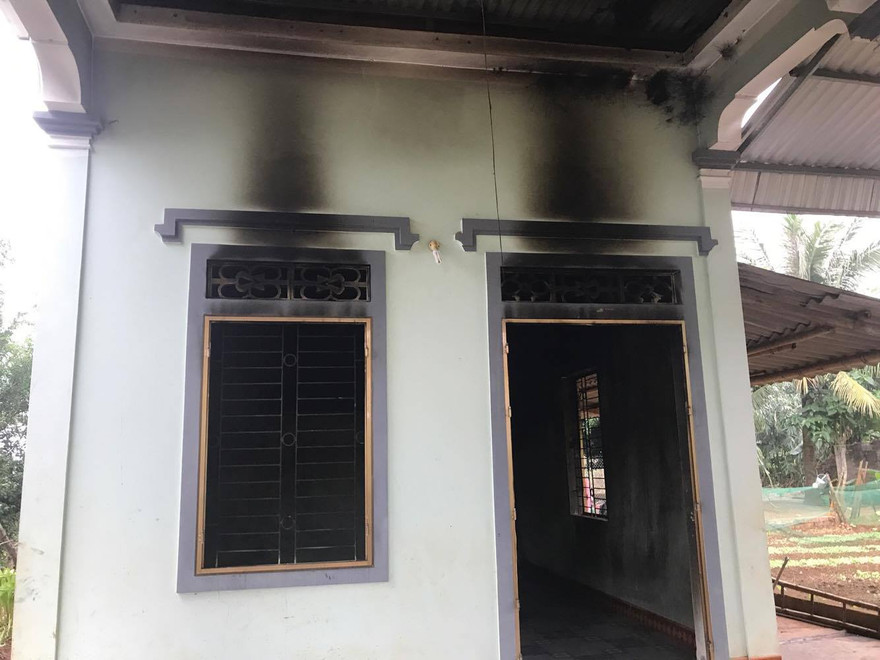 Ngôi nhà chị Nga nơi xảy ra đám cháy.