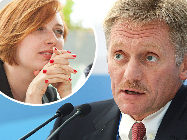 Ông Dmitry Peskov - phát ngôn viên của Tổng thống Nga Vladimir Putin (phải) và nữ nhà báo Tatiana Felgengauer (trái). Ảnh: Press TV