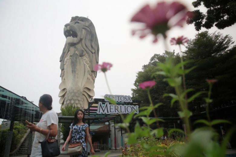 Tượng Merlion ở Sentosa. Ảnh: ST