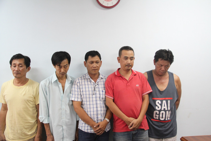 Các nghi can tại cơ quan điều tra. Ảnh: Công an cung cấp.