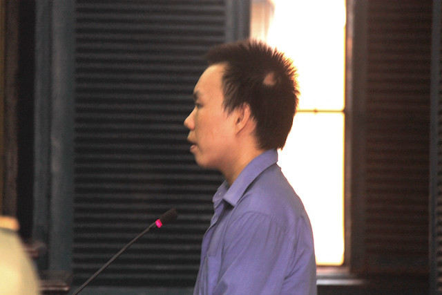 Lê Đức Thắng tại tòa ngày 2/3. Ảnh: Tân Châu